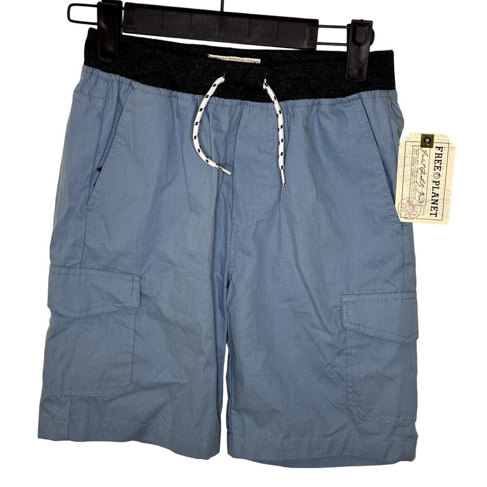 NEW WITH TAGS BOYS FREE PLANET BLUE CARGO DRAW STRING SHORTS SIZE 12